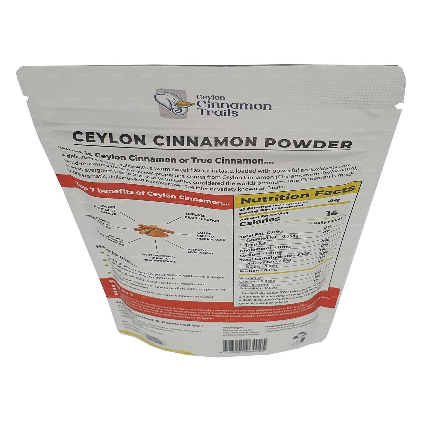 Ceylon Cinnamon Trails Cinnamon Powder (100g)