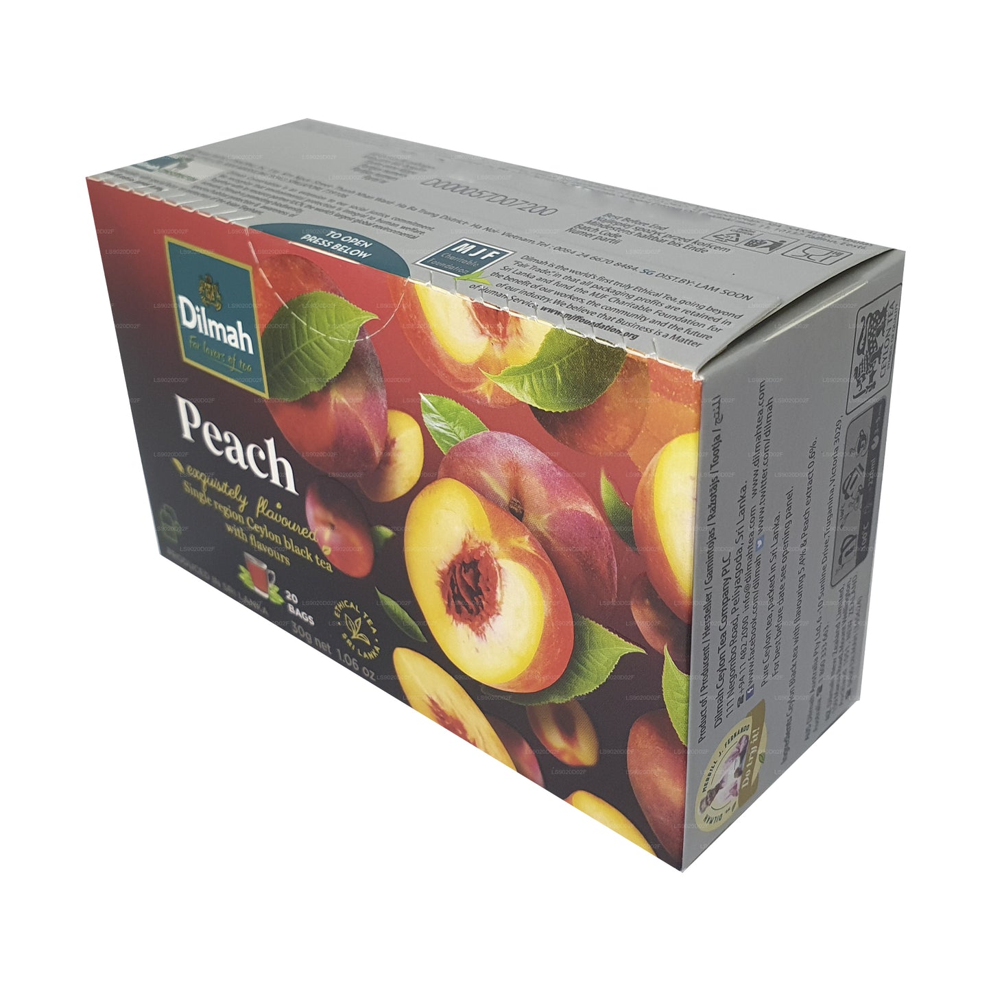 Dilmah Peach Flavored Ceylon Black Tea (30g) 20 Tea Bags