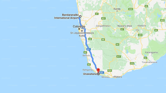 Transfer between Colombo Airport (CMB) and Fernando's House, Unawatuna