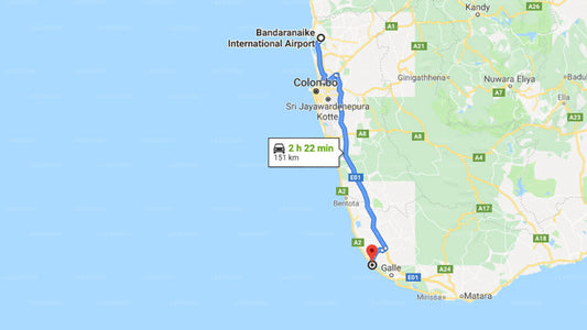 Transfer between Colombo Airport (CMB) and Nimal's Homestay, Dodanduwa