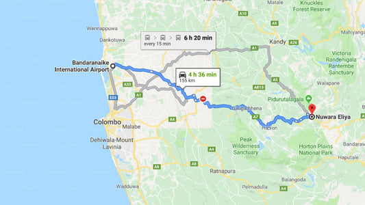 Transfer between Colombo Airport (CMB) and Craigbank Bungalow, Nuwara Eliya