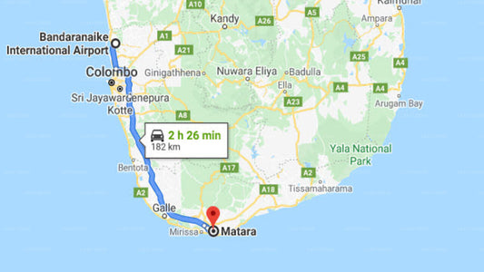 Transfer between Colombo Airport (CMB) and Wickremaratne Home Stay, Matara