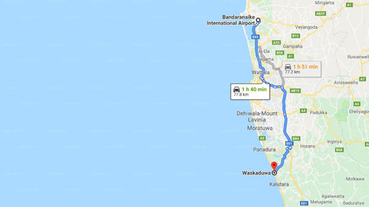 Transfer between Colombo Airport (CMB) and Anantaya Waskaduwa, Waskaduwa