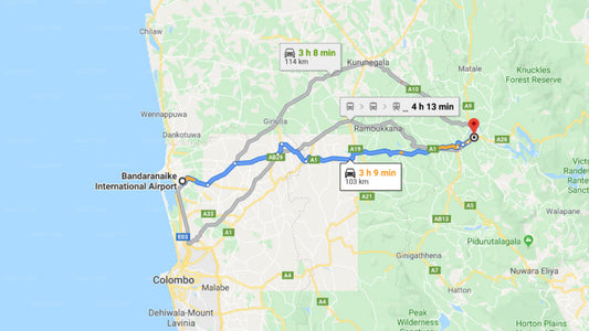 Transfer between Colombo Airport (CMB) and Kandyan Hideout, Kandy